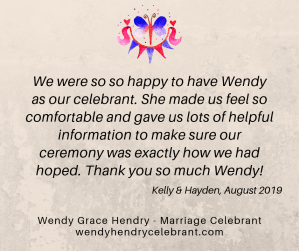 Review Wendy Grace Hendry Celebrant K and H